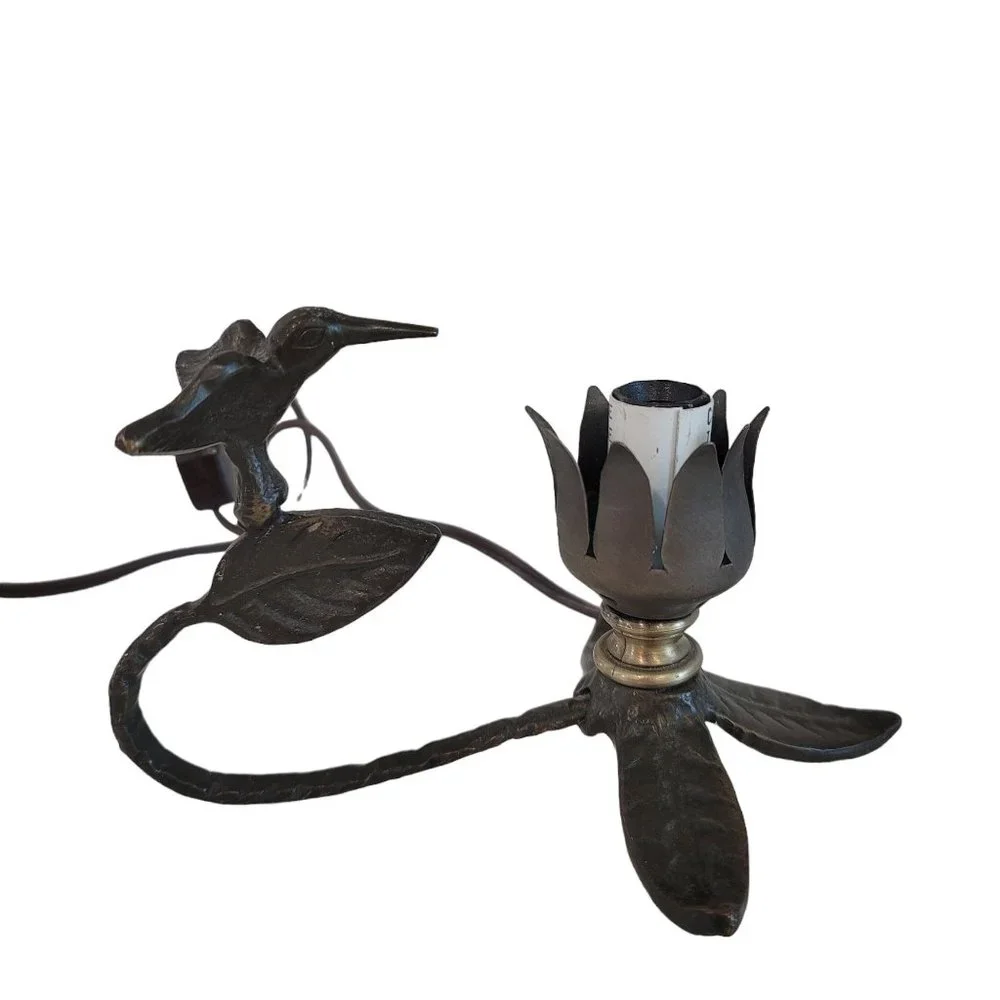 vintage brass humming bird flower lamp add a glass floral shade or use bare bulb